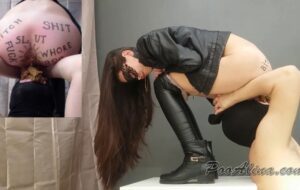 Slut pooping in mouth of a toilet slave PooAlina – Domination, Latex